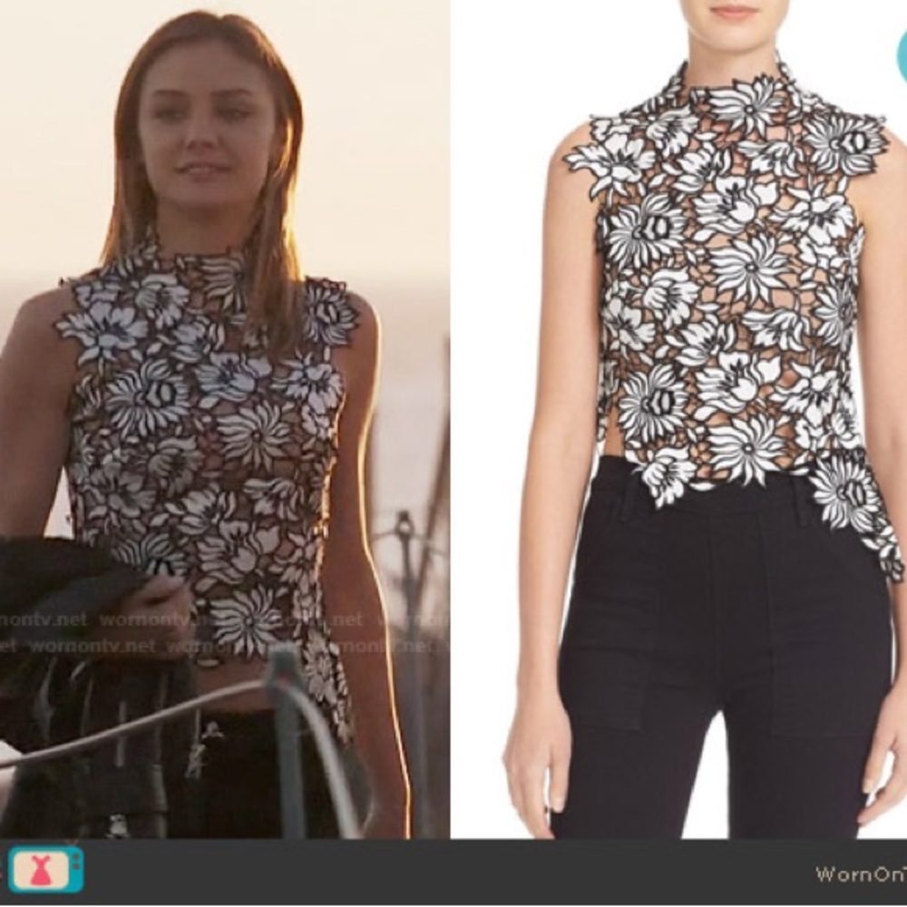 Self Portrait Lily Floral Appliqué Lace Top